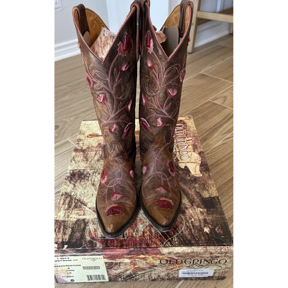 Old Gringo Abby Rose Floral Leather Embroidered Cowboy Boots 6 Western Rodeo - Picture 2 of 16
